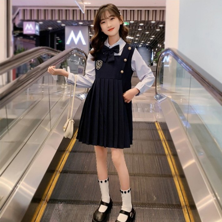 오렌지다몸 여아용 스쿨버튼 원피스 셔츠 세트 오렌지다몸 여아용 스쿨버튼 원피스 셔츠 세트