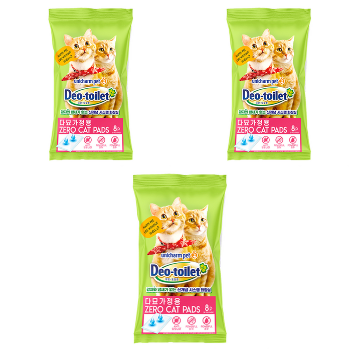 유니참데오토일렛 제로 캣 화장실 패드 다묘가정용 8p