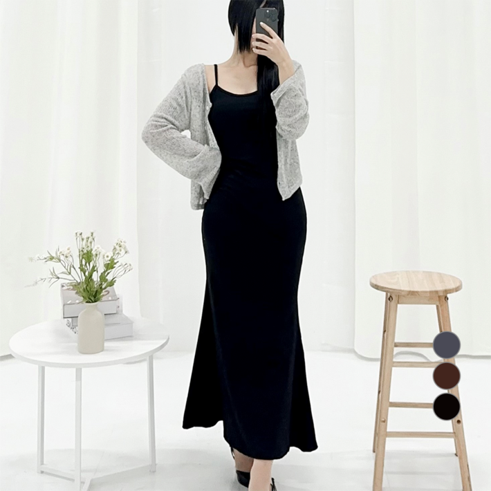 피어니스트 여성용 스트립 나시 머메이드 롱원피스 빅사이즈 포함