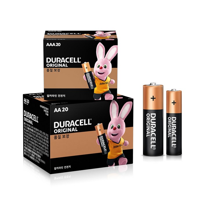 듀라셀 알카라인 건전지 AA 20p AAA 20p, 40개, 1세트