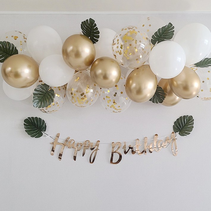 몬스테라골드벌룬클라우세트골드생일가랜드, 혼합색상, 1개 몬스테라골드벌룬클라우세트골드생일가랜드, 혼합색상, 1개