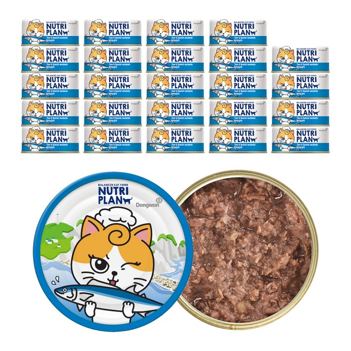 뉴트리플랜 고양이 간식캔, 참치 삼치 혼합맛, 90g, 24개