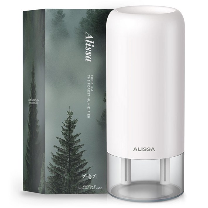 알리사 숲속안개 미니 초음파 사무용 무선 탁상용 충전식 가습기 700ml  필터 4p 세트