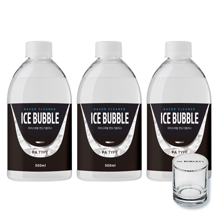 아이스버블 면도기클리너 세정액 PA타입 500ml x 3p 세척용 유리컵, 단일상품, 단일색상, 3개
