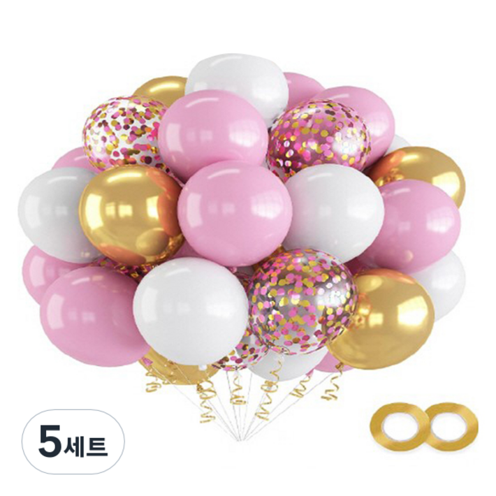 만들하비 컨페티 풍선 세트, 핑크골드, 5세트