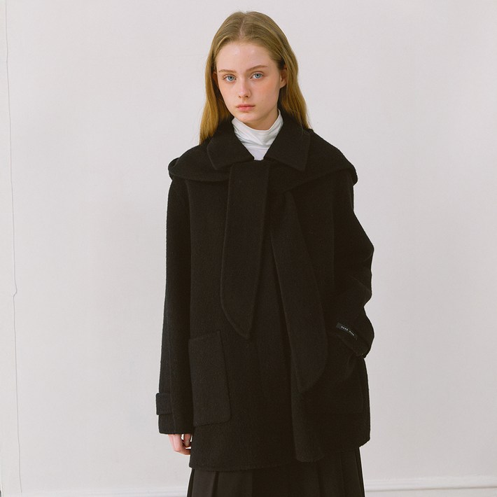 엽페 여성용 후드 타이 핸드메이드 코트