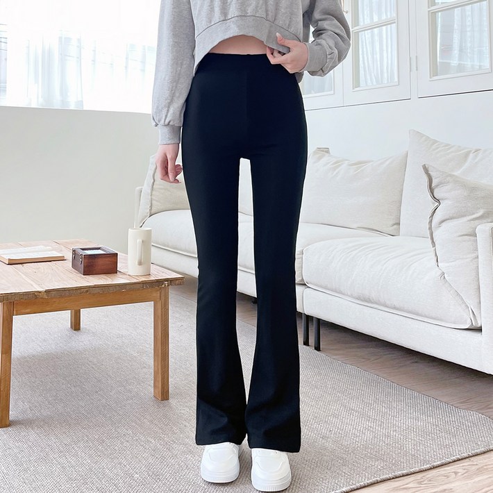 잘빠진 여성용 데이핏 골지 밴딩 부츠컷 레깅스 팬츠