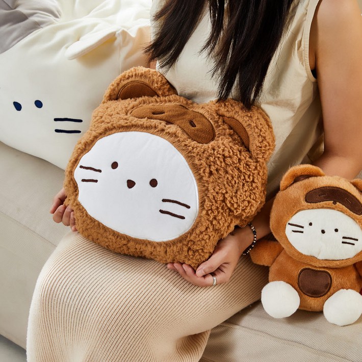 버터 포레스트카페 밀크캣 페이스 쿠션 담요  커버 세트