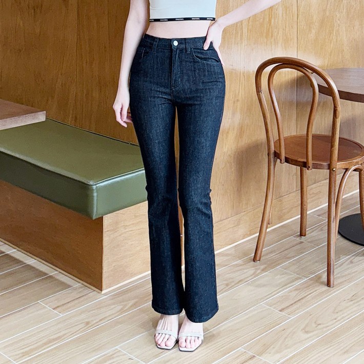 인비비드 여성용 롱 하이텐션 논페이드 생지 부츠컷 데님 팬츠 H05D17ij5650