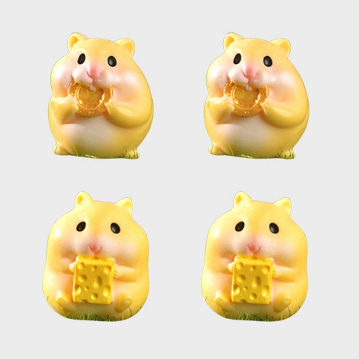 PDS홈데코 스마일치즈 통통 펫 햄스터 장식소품 2종 x 2p 세트