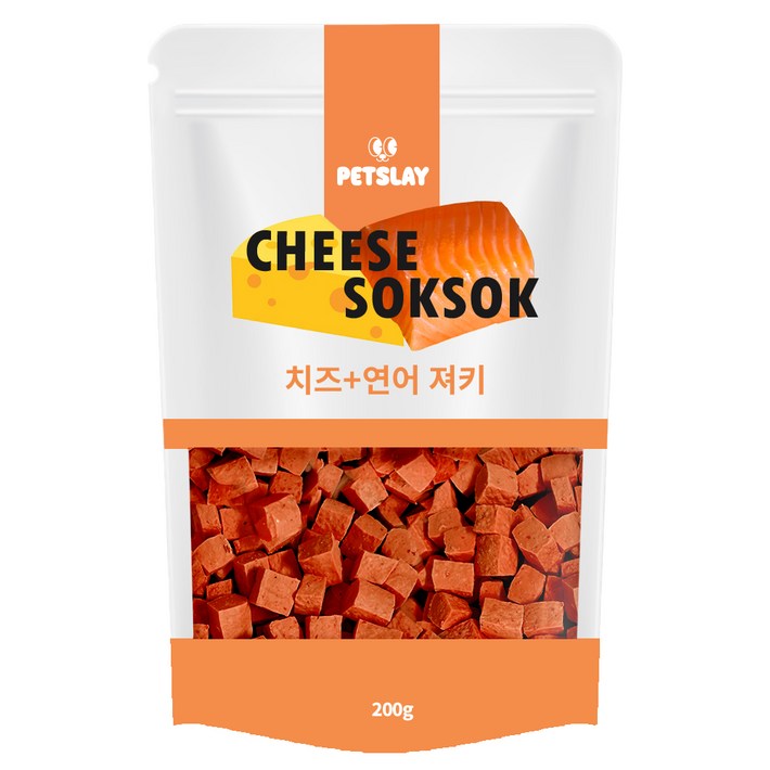 펫슬레이 강아지 대용량 간식 쏙쏙 큐브 져키, 연어  치즈, 200g, 1개