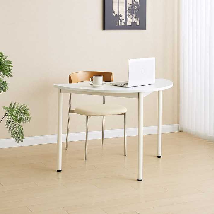 코지 반원 테이블 홈카페 감성 원룸 주방 가구 철제 식탁 2color