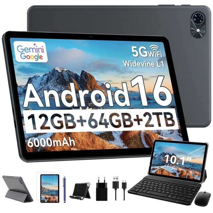 TABWEE 10인치 Android16 태블릿 pc 패키지 Gemini 2.0 2026신형 12GB64GB 확장 키보드펜 포함 5G WiFi 6000mAh 패키지