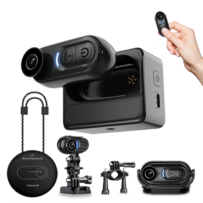 신클퍼 초소형 4K 고화질 미니액션캠 WiFi 바디캠 자전거 오토바이 블랙박스 64GB 120도광각 카메라, 블랙, SD카드64GB