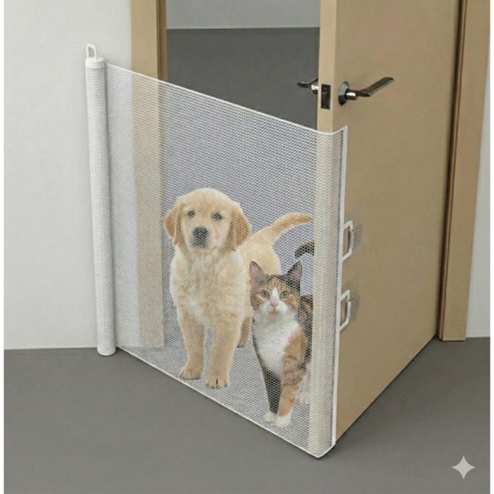 모노리 반려동물 무타공 슬라이딩 길이조절 안전문 메쉬 울타리 가림막 펜스