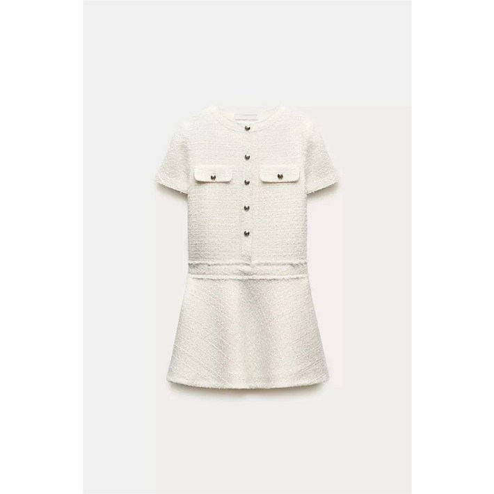ZARA 메탈버튼 라운드 미니 원피스