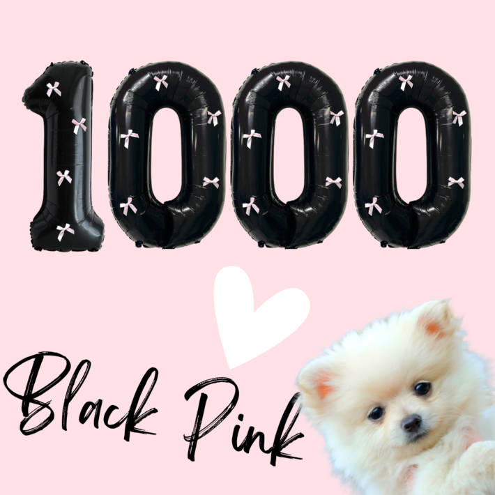 파티룰루 블랙핑크 숫자풍선 리본 대형 생일