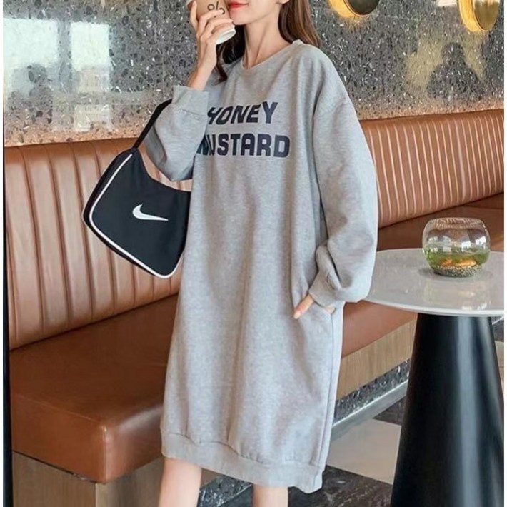 올씨마 여성 빅사이즈 레터링 기모 롱티셔츠 면 데일리룩 롱 원피스82920