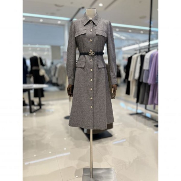 모조에스핀 스트라이프 벨티드 원피스 S244MSE021