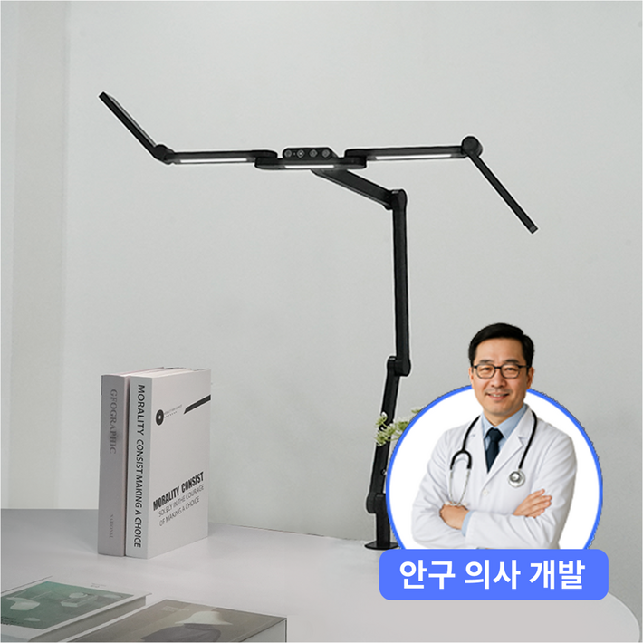 룩스베러 STDL04 스탠드 삼성 시력보호 와이드 책상스탠드, 블랙