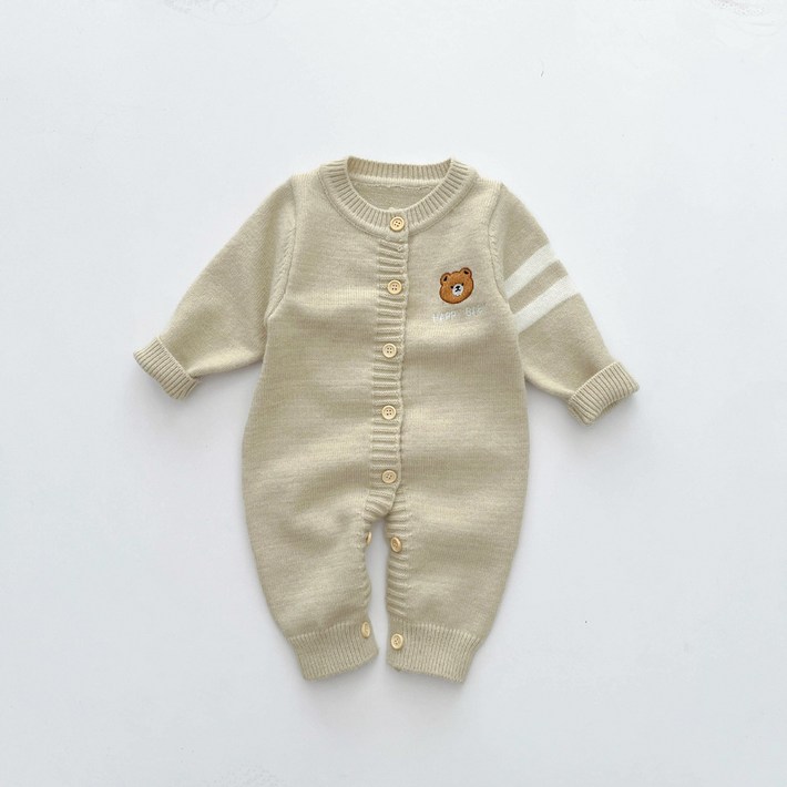 베베니즈 유아용 해피 베이비 풀스냅 니트 우주복
