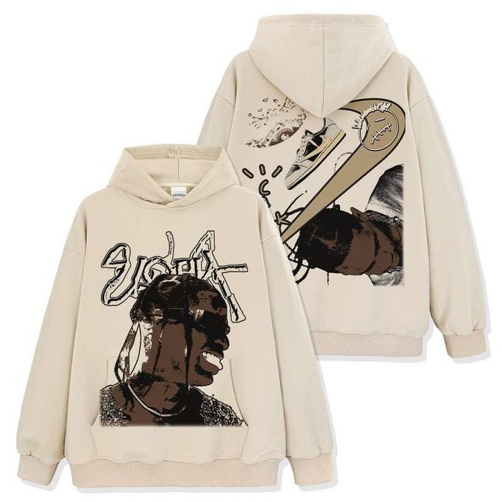 루즈핏 후드티 힙합 페인팅 레터링 후드티 트래비스 스콧