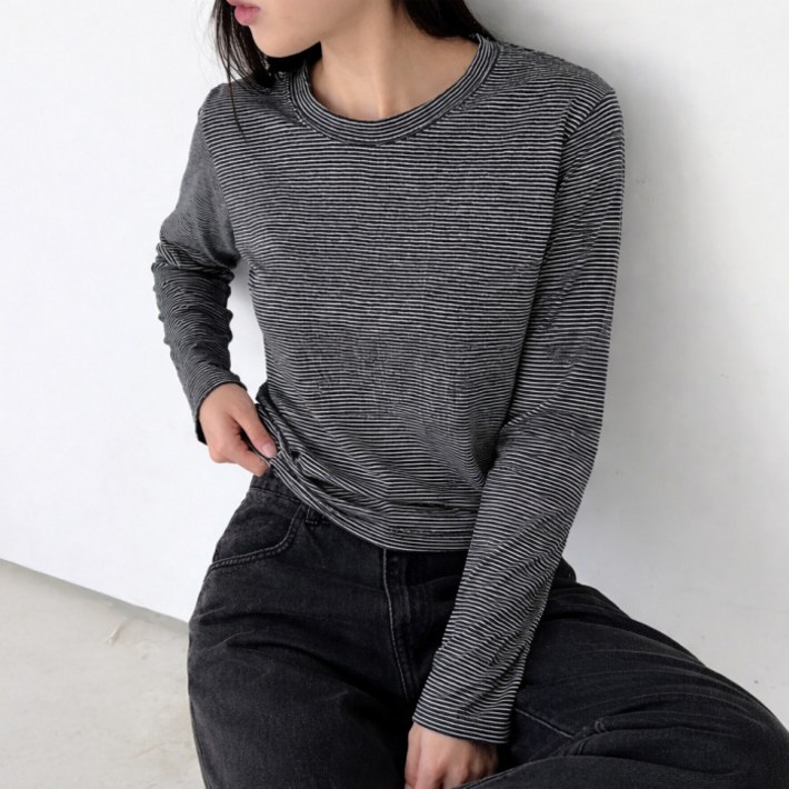 다미타니 국내제작 기본 스트라이프 긴팔 티셔츠 OCZ0895