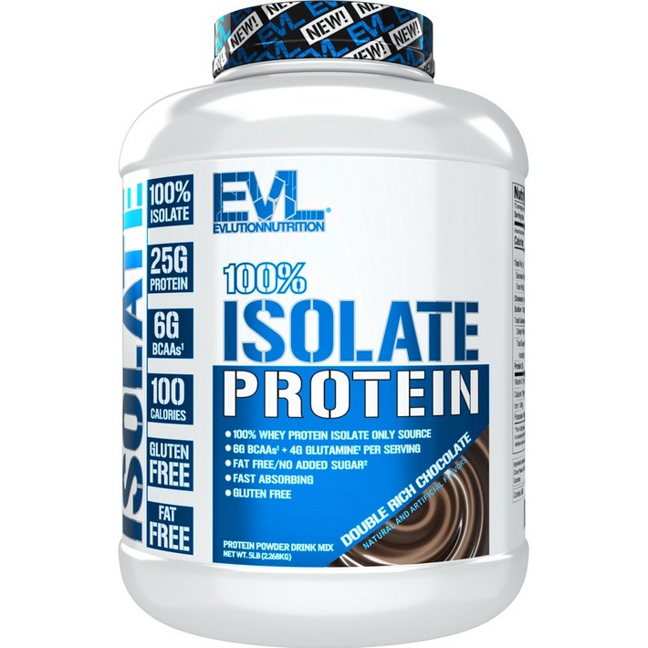 EVLUTIONNUTRITION 아이솔레이트 프로틴 더블 리치 초콜릿 맛, 2.268kg, 1개