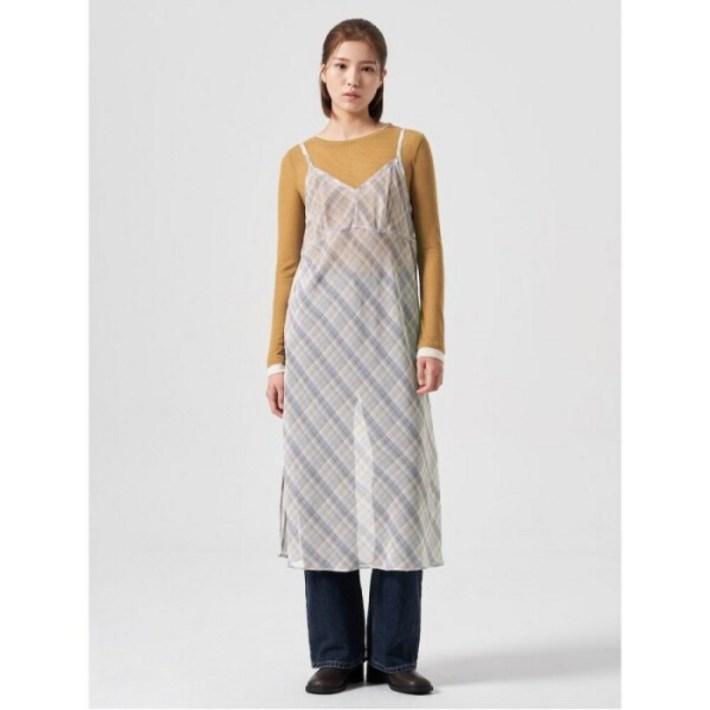 에잇세컨즈 체크 레이어드 원피스  베이지 354971KQ1A