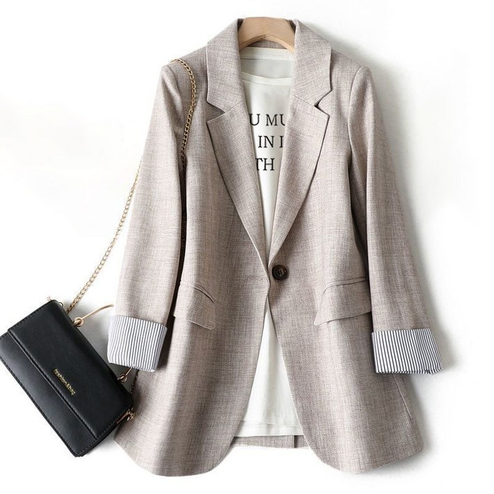 POMTOR 여성 봄 가을 슬림 양복 코트  빅사이즈 긴팔 정장 자켓 S-4XL