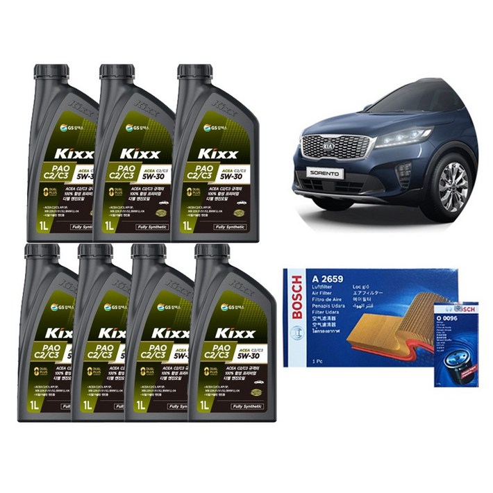 킥스파오 KIXX PAO C2C3 5W30 올뉴쏘렌토더뉴쏘렌토 디젤 합성엔진오일 패키지 세트