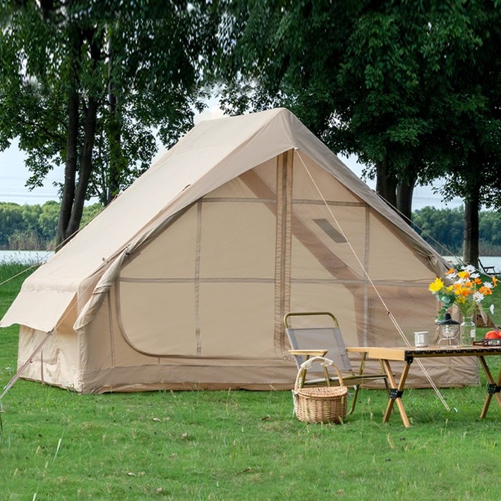 가족 대형 에어텐트 휴대용 원터치, 카키