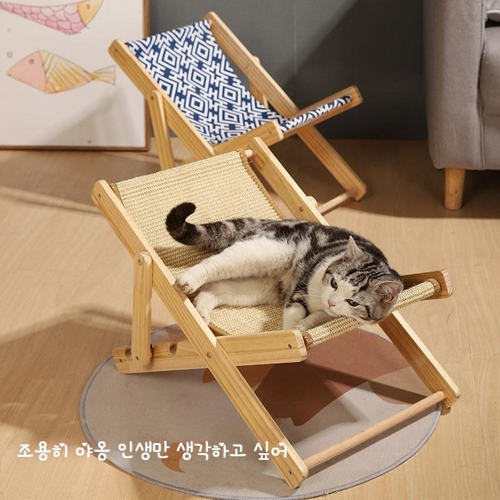 Bulus 고양이 비치 의자 고양이 스크래쳐 침대 캣타워 사계절 공용, 캔버스