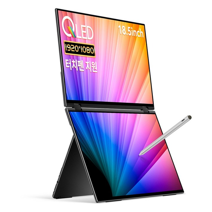 EHOMEWEI 이홈웨이 포터블모니터 휴대용모니터 듀얼모니터 서브모니터 X2Pro 2.5K QLED 100DCIP3 sRGB 16인치 맥OS 윈도우 덱스 게임콘솔 미니PC 호환, XQG185PF, 47cm