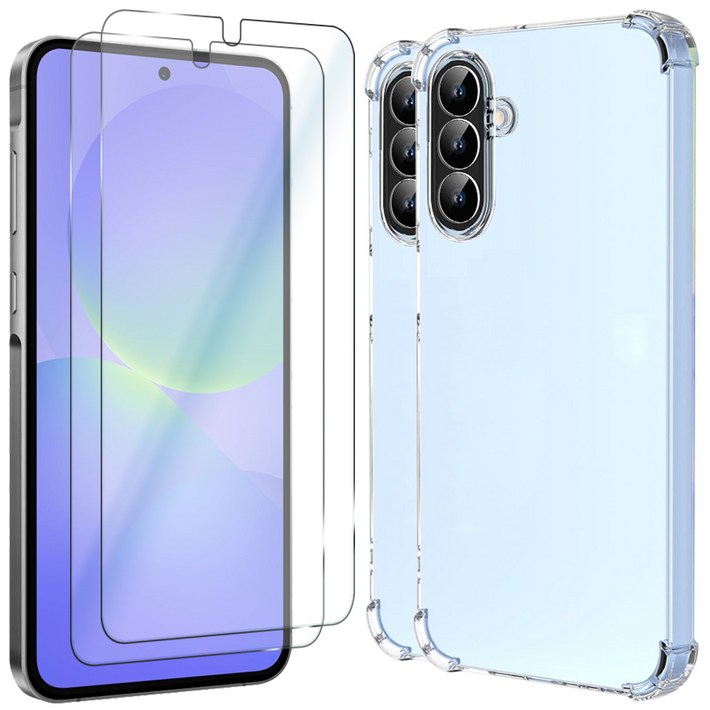 벌크온 갤럭시 A36 강화유리 액정보호 필름  투명 범퍼 케이스