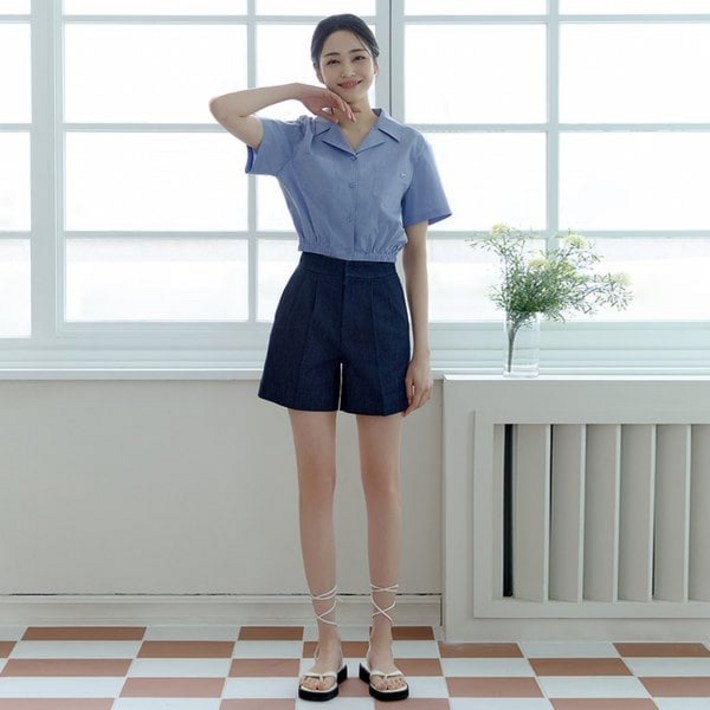 잇미샤 24 SS 잇미샤 투턱 데님 숏 팬츠 ITO5ZDP730