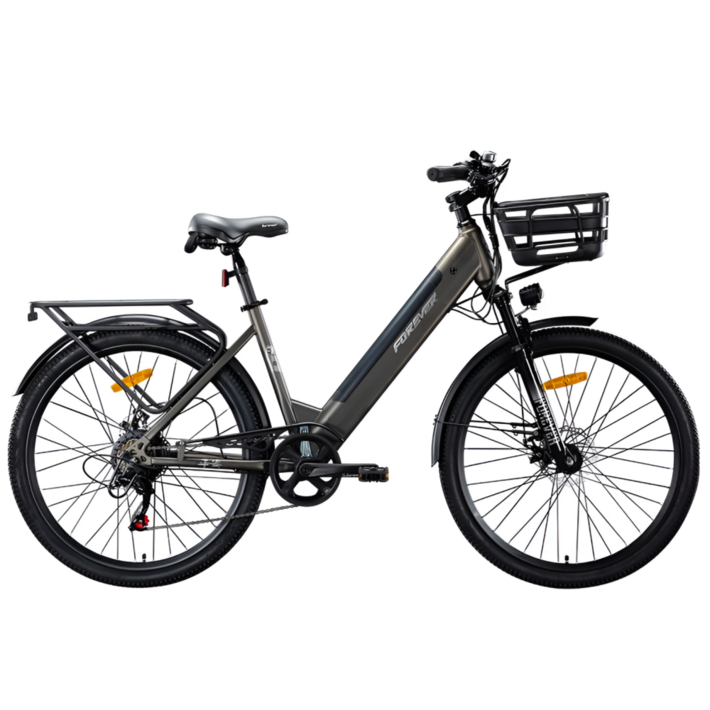 산타고 MTB 전기 자전거 전동 산악 자토바이 탈부착 배터리 24인치 26인치 출퇴근 성인용, 그레이, 경량스틸