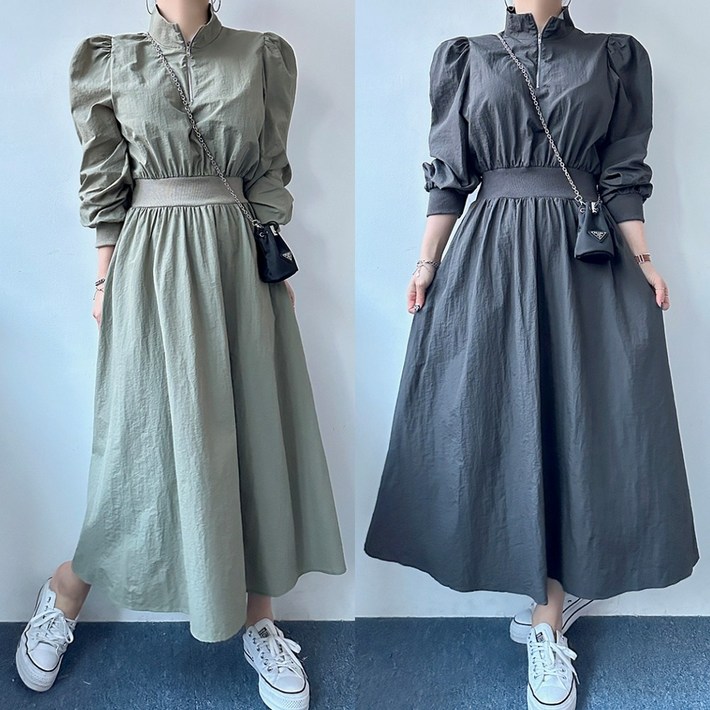 에이스토리 바스락 집업 퍼프원피스 허리밴딩 플레어라인 데일리 원피스 에이스토리 바스락 집업 퍼프원피스 허리밴딩 플레어라인 데일리 원피스