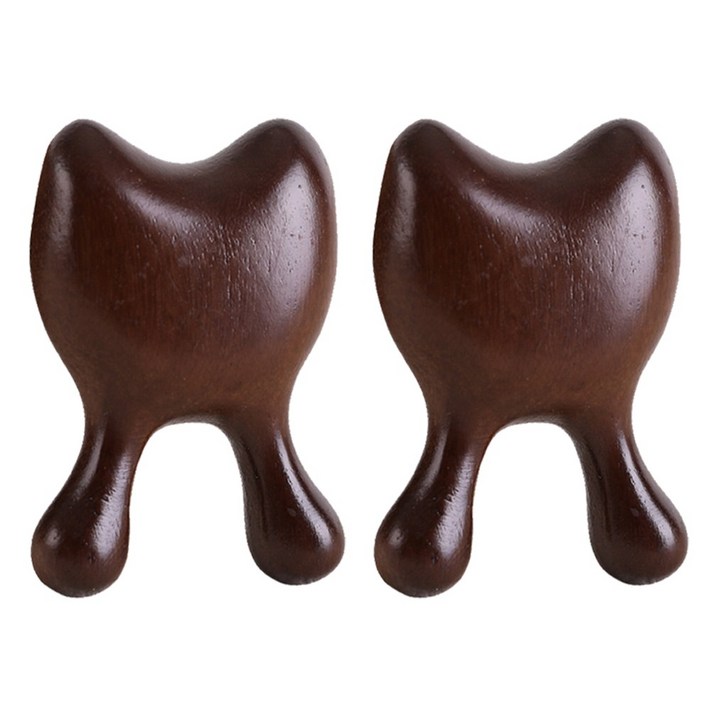 원목 우드 괄사 미니 지압 마사지기, 브라운, 2개