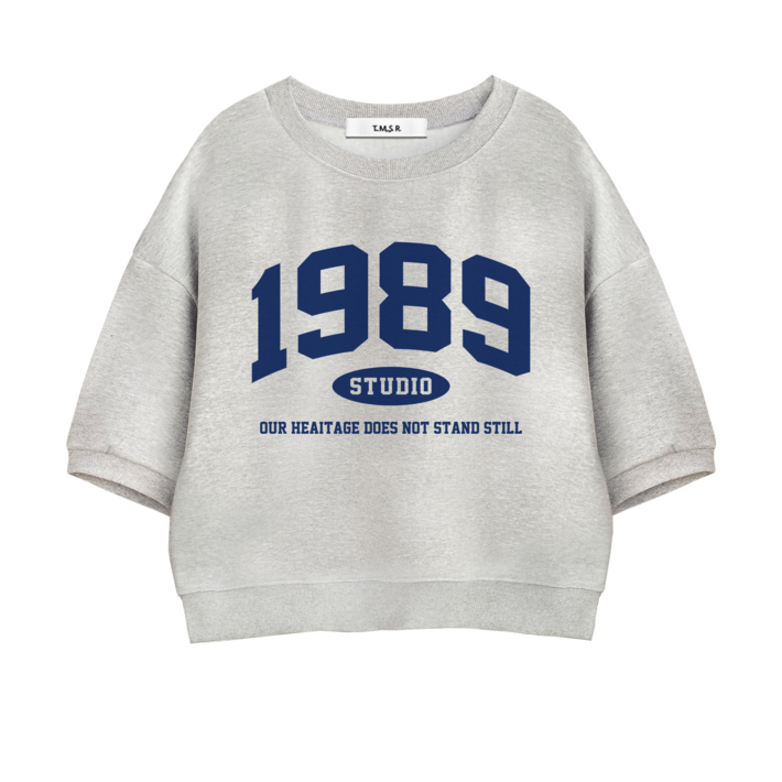 TSF 1989스튜디오 세미오버핏 크롭 반팔 맨투맨