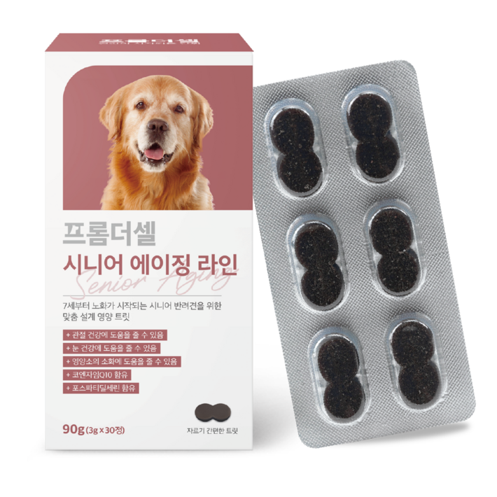 프롬더셀 강아지 노견 종합 영양제 관절 피부 눈건강 백내장 치매 항산화제 30정, 30정, 종합영양제, 1개