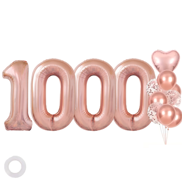 파파 파티 로즈골드 콘페티 하트 대형 숫자 풍선 세트