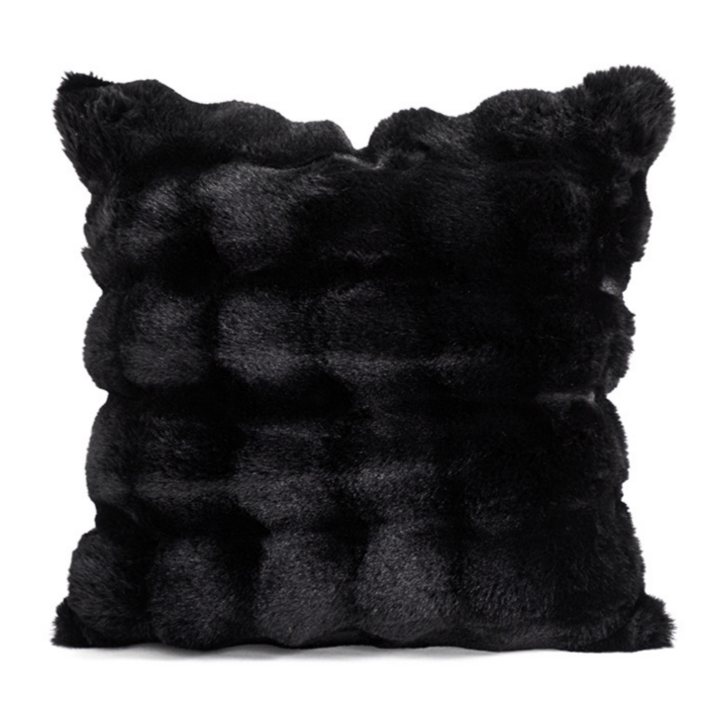 빅무드 버블밍크 퍼 쿠션 국산 솜포함 인테리어 소파쿠션, 블랙