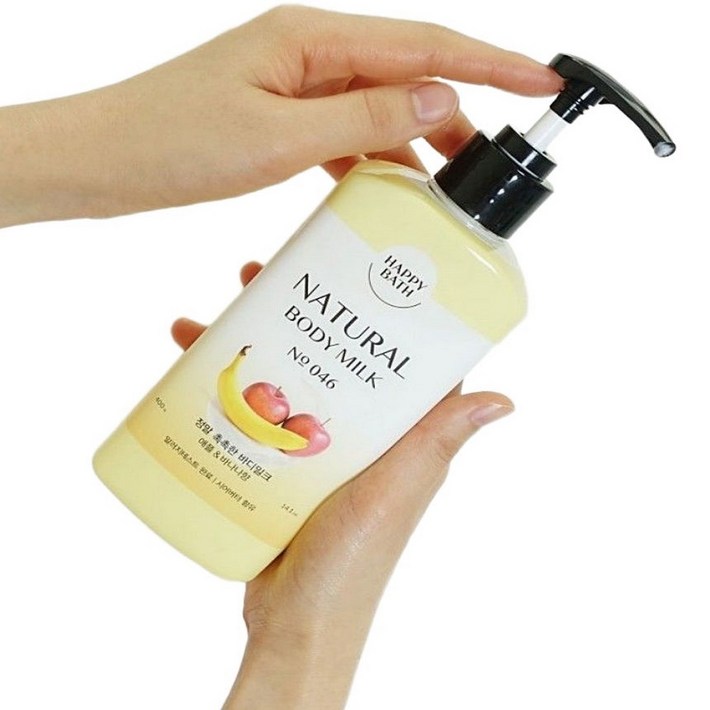 해피바스 바디밀크 사과 바나나향 달콤하고 사랑스러운 바디로션, 2개, 400ml