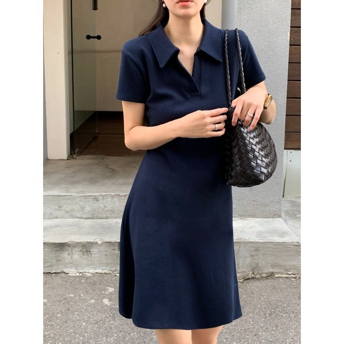 루어스룸 네시아 카라 반팔 피케 pk 반팔 여름 피케이 라인 플레어 원피스3color