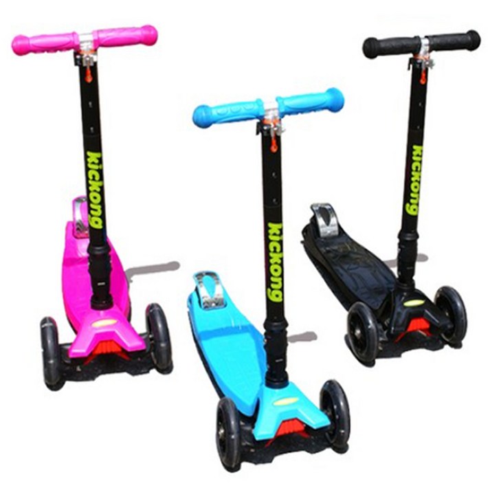 당일발송킥콩2 킥보드 씽씽카 퀵보드 안전주행가능 3단높이조절 신상품 업그레이드신제품 어린이킥보드 접이식 광폭휠타이어 고급 인싸킥보드 4바퀴 LED 자체발광바퀴 3단높이, 핑크, 1개