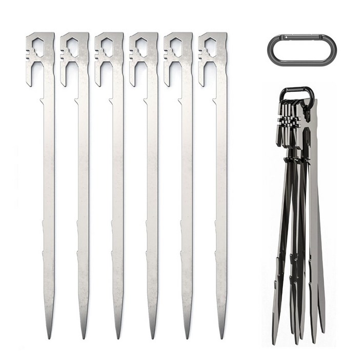캠핑팩 28cm 6p 고강도 스테인레스 스틸 단조팩 타프팩, 1개