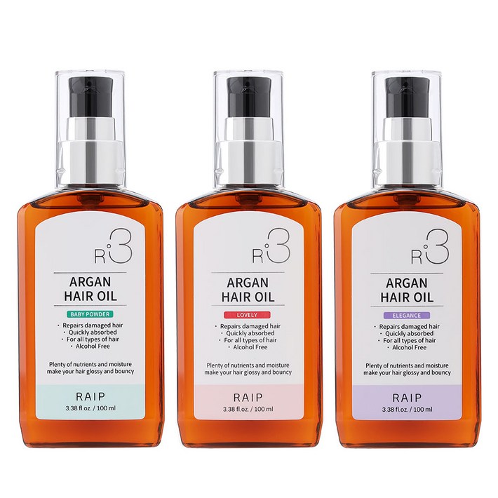 라입 R3 아르간 헤어 오일 베이비파우더러블리엘레강스, 3개, 100ml