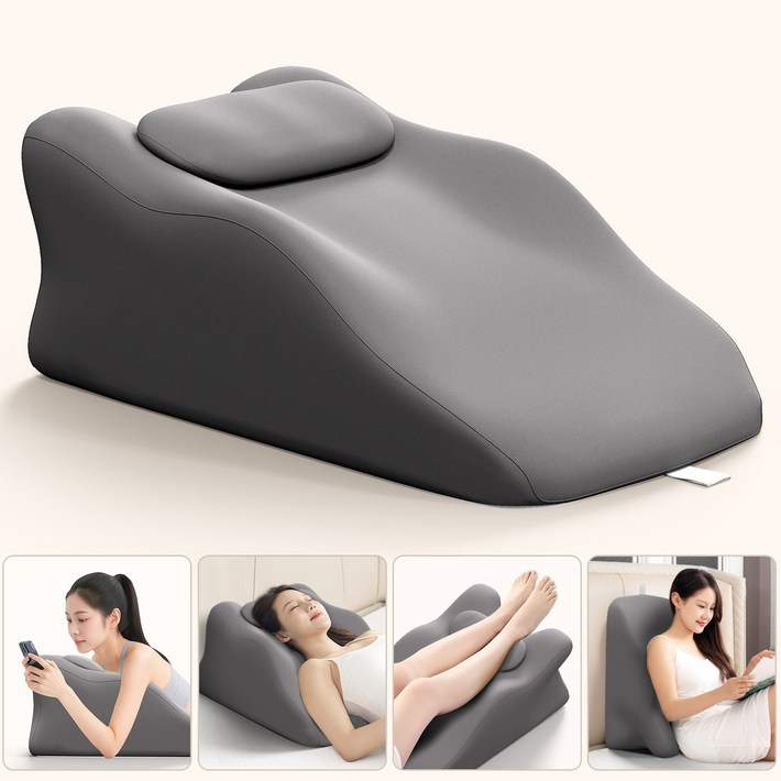 AURURA 침대용 엎드려 자는 베개 등받이쿠션 다리베개 발베개 다기능 쿠션, 1개, 짙은 회색