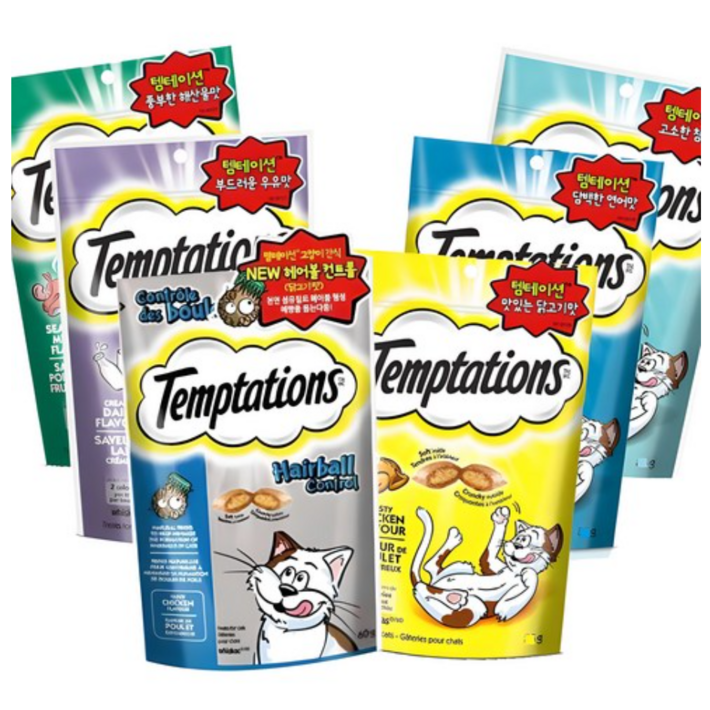 스마트리빙 꼼냥 고양이 간식 템테이션 6종 콤보 세트 스낵, 닭고기 해산물 우유 연어 참치 헤어볼, 10세트